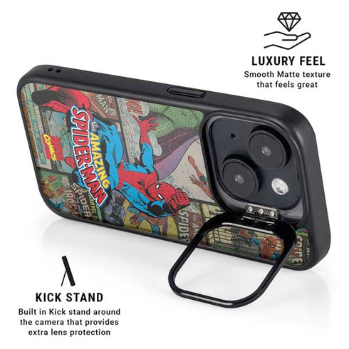 Marvel Classic Comics Amazing Spider-Man Collage iPhone 15 Plus Kickstand Case