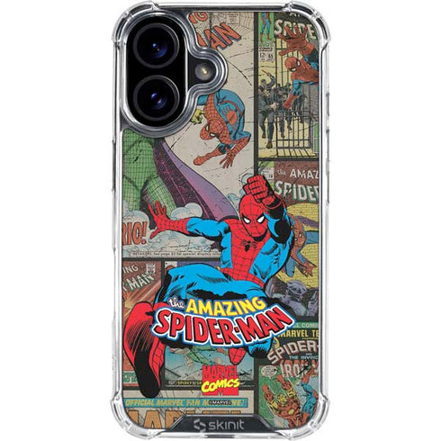Marvel Classic Comics Amazing Spider-Man Collage iPhone 16 Plus Clear Case