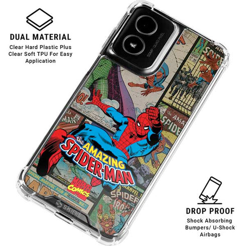 Marvel Classic Comics Amazing Spider-Man Collage Moto G Power 5G (2024) Clear Case
