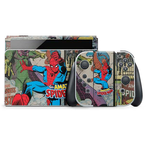 Marvel Classic Comics Amazing Spider-Man Collage Nintendo Switch OLED (2021) Skin