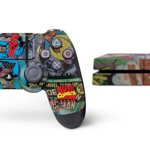Marvel Classic Comics Amazing Spider-Man Collage PS4 Console and Controller Bundle Skin