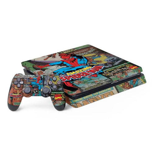 Marvel Classic Comics Amazing Spider-Man Collage PS4 Slim Bundle Skin