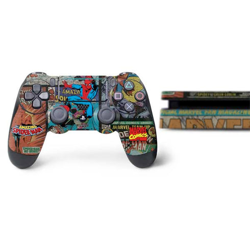 Marvel Classic Comics Amazing Spider-Man Collage PS4 Slim Bundle Skin