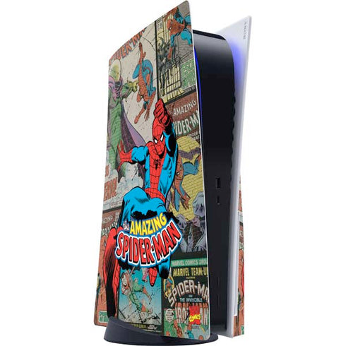 Marvel Classic Comics Amazing Spider-Man Collage PS5 Console Skin