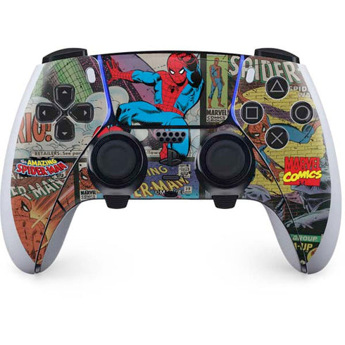 Marvel Classic Comics Amazing Spider-Man Collage PS5 DualSense Edge Pro Controller Skin