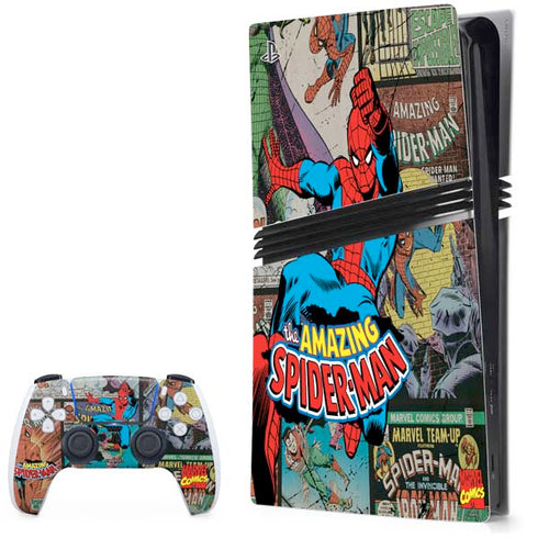Marvel Classic Comics Amazing Spider-Man Collage PS5 Pro Bundle Skin