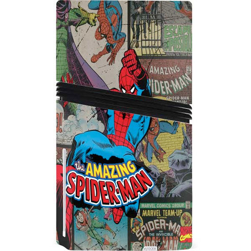Marvel Classic Comics Amazing Spider-Man Collage PS5 Pro Disk Bundle Skin