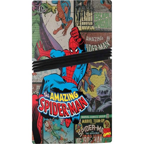 Marvel Classic Comics Amazing Spider-Man Collage PS5 Pro Disk Console Skin