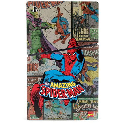 Marvel Classic Comics Amazing Spider-Man Collage PS5 Slim Digital Edition Console Skin