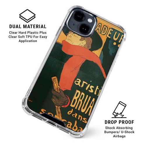 Henri Toulouse-Lautrec Ambassadeurs Aristide Bruant iPhone 15 Clear Case