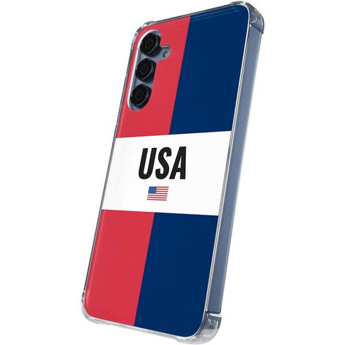 American Flag Color Block Galaxy A55 5G Clear Case