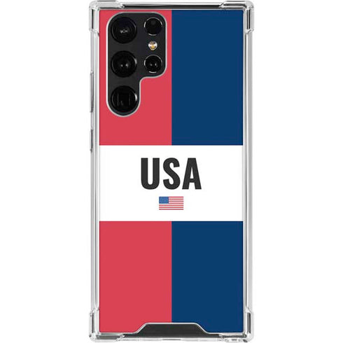 American Flag Color Block Galaxy S23 Ultra Clear Case
