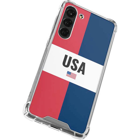 American Flag Color Block Galaxy S24 FE Clear Case