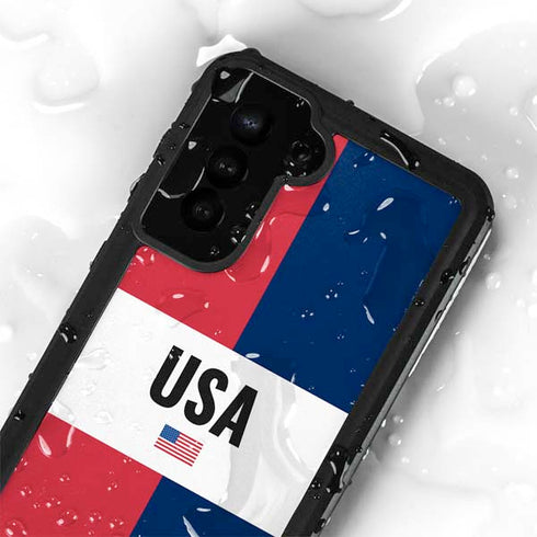 American Flag Color Block Galaxy S24 Plus Waterproof Case