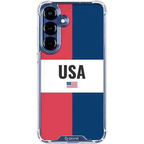 American Flag Color Block Galaxy S25 Clear Case