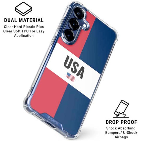 American Flag Color Block Galaxy S25 Plus Clear Case