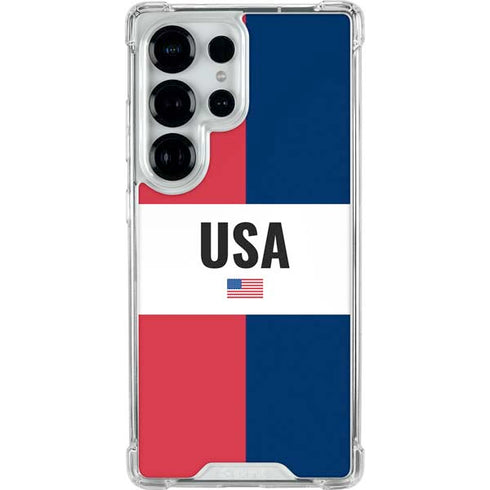 American Flag Color Block Galaxy S25 Ultra Clear Case