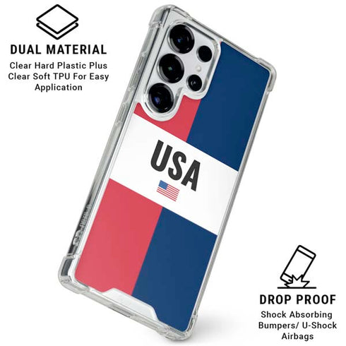 American Flag Color Block Galaxy S25 Ultra Clear Case