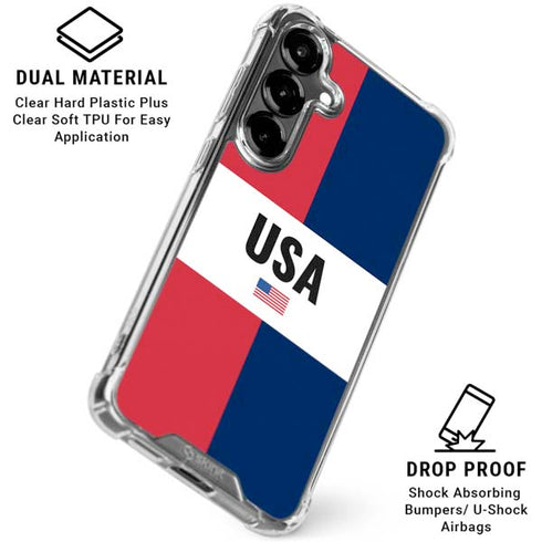 American Flag Color Block Galaxy S26 Clear Case