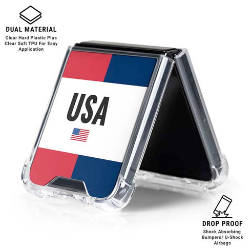 American Flag Color Block Galaxy Z Flip6 Clear Case