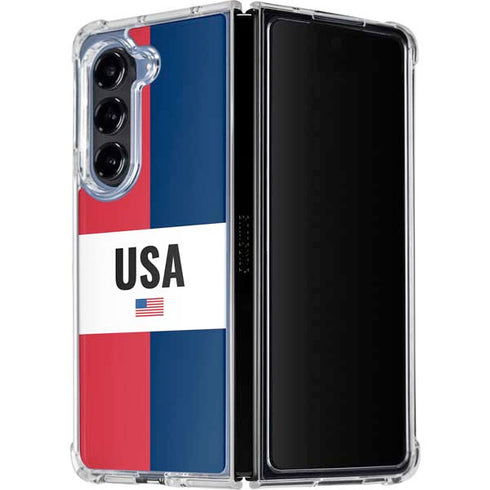 American Flag Color Block Galaxy Z Fold5 5G Clear Case