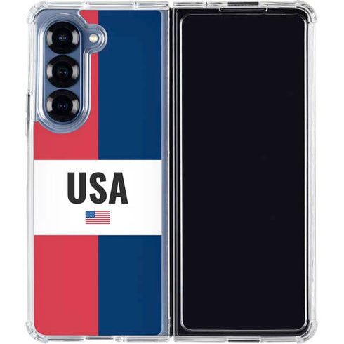 American Flag Color Block Galaxy Z Fold6 Clear Case