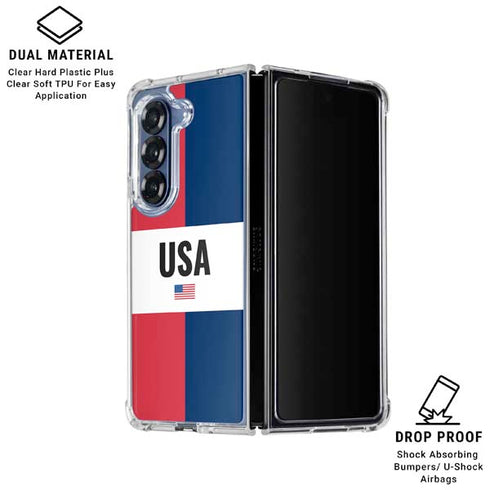 American Flag Color Block Galaxy Z Fold6 Clear Case