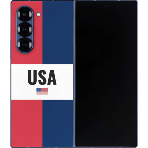 American Flag Color Block Galaxy Z Fold6 Skin