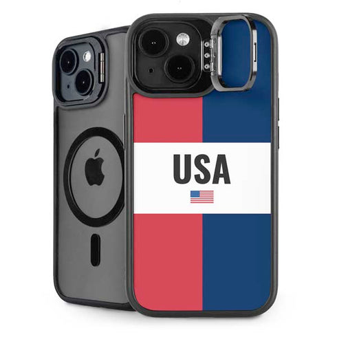 American Flag Color Block iPhone 14 Plus Kickstand Case