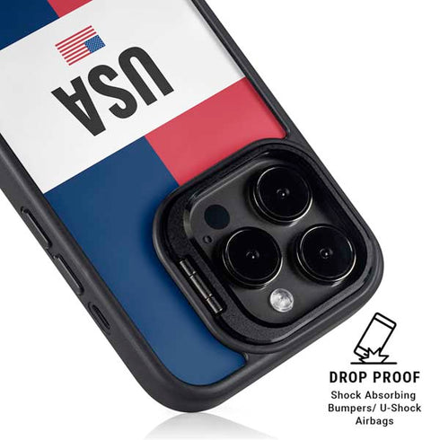 American Flag Color Block iPhone 14 Pro Max Kickstand Case