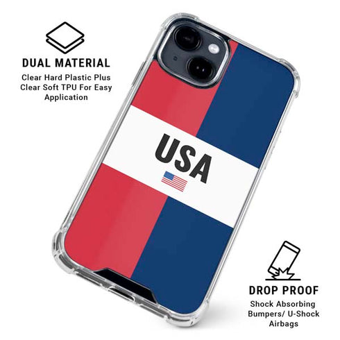 American Flag Color Block iPhone 15 Clear Case