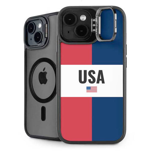 American Flag Color Block iPhone 15 Kickstand Case