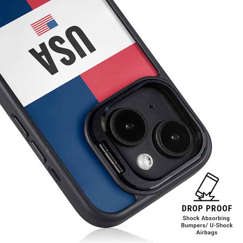 American Flag Color Block iPhone 15 Plus Kickstand Case