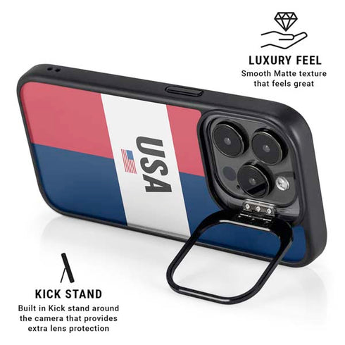 American Flag Color Block iPhone 15 Pro Kickstand Case