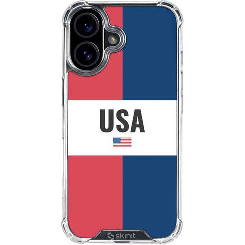 American Flag Color Block iPhone 16 Plus Clear Case