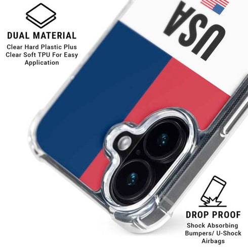 American Flag Color Block iPhone 16 Plus Clear Case