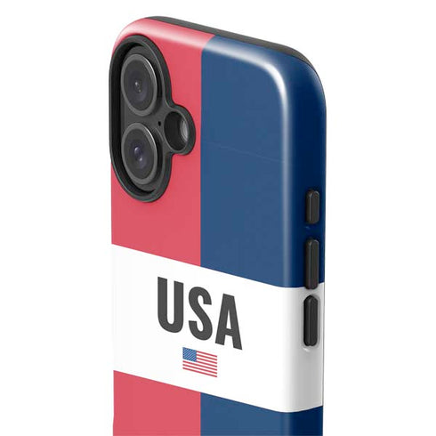 American Flag Color Block iPhone 16 Plus Impact Case