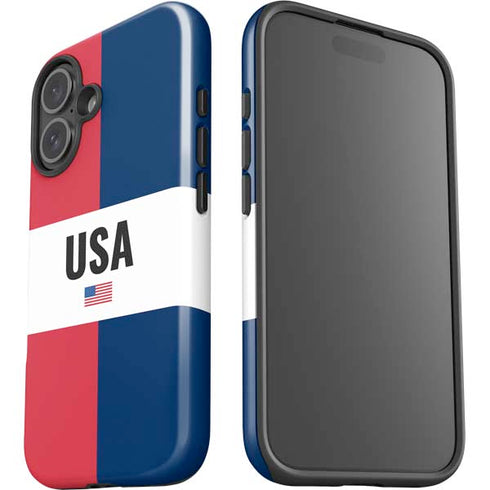 American Flag Color Block iPhone 16 Plus Impact Case