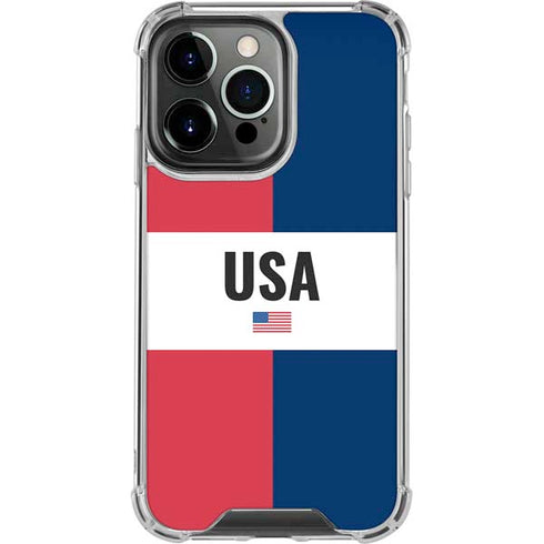 American Flag Color Block iPhone 16 Pro Max Clear Case