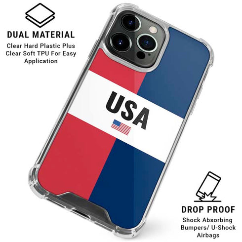 American Flag Color Block iPhone 16 Pro Max Clear Case