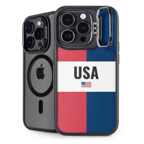 American Flag Color Block iPhone 16 Pro Max Kickstand Case