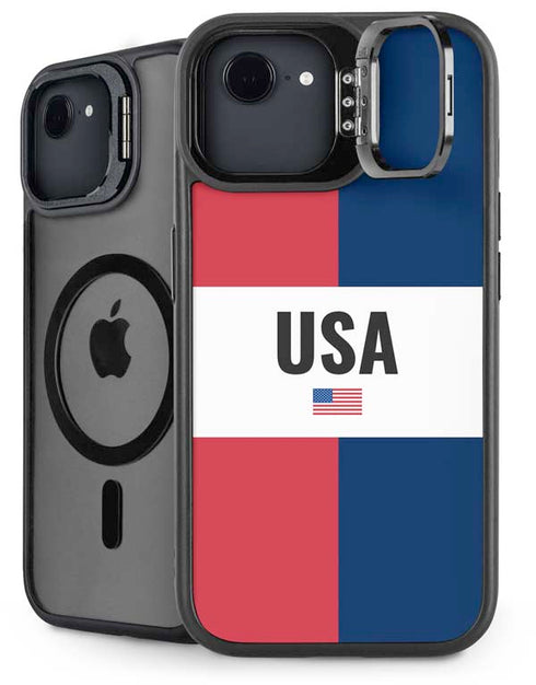 American Flag Color Block iPhone 16e Kickstand Case