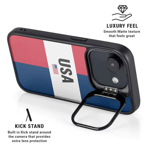 American Flag Color Block iPhone 16e Kickstand Case