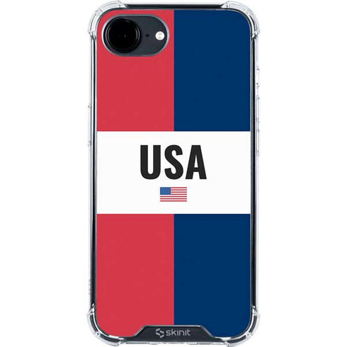 American Flag Color Block iPhone 16e Clear Case