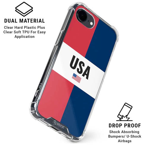 American Flag Color Block iPhone 16e Clear Case