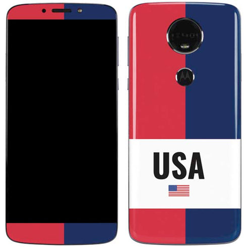 American Flag Color Block Moto E5 Plus Skin