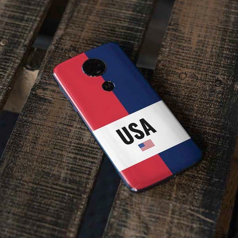 American Flag Color Block Moto E5 Plus Skin