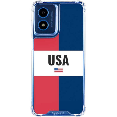 American Flag Color Block Moto G Play 4G (2024) Clear Case