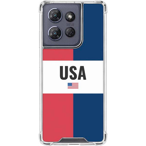 American Flag Color Block Moto G Play 5G (2025) Clear Case