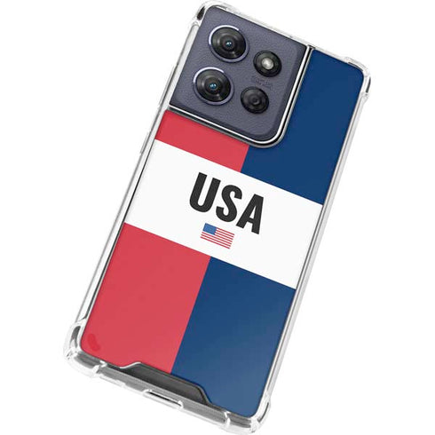 American Flag Color Block Moto G Play 5G (2025) Clear Case